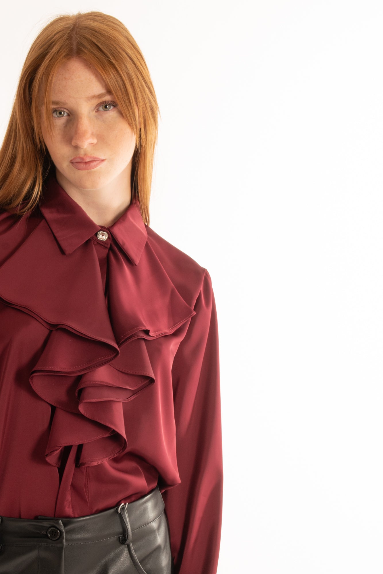 Camicia voila'  con bottone gioiello Susy Mix Elite' - Vino