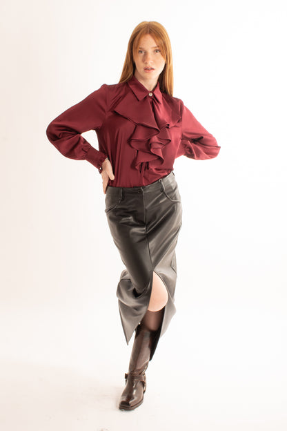 Camicia voila'  con bottone gioiello Susy Mix Elite' - Vino