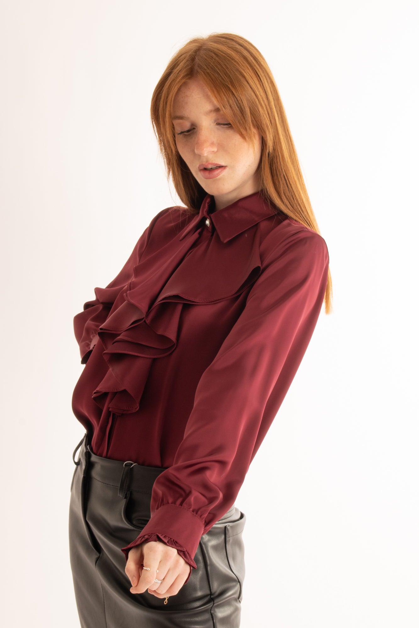Camicia voila'  con bottone gioiello Susy Mix Elite' - Vino