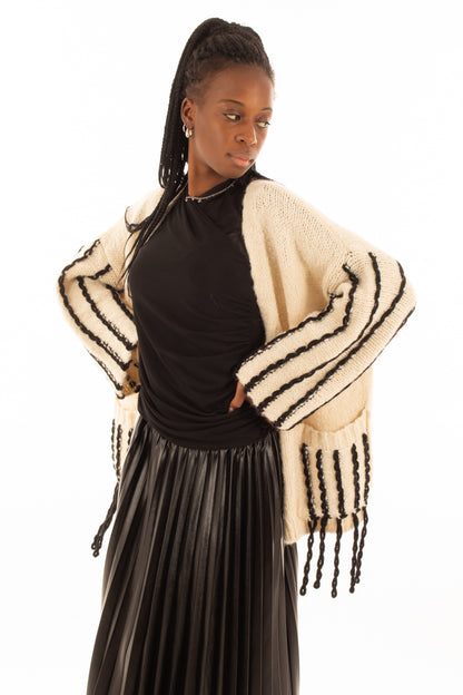 Crdigan con fili di lana Susy mix - Mastice