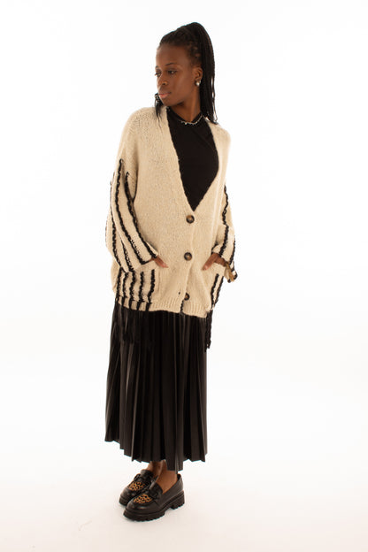 Crdigan con fili di lana Susy mix - Mastice