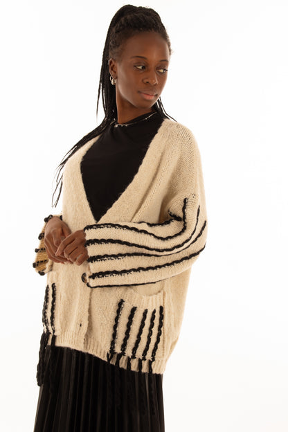 Crdigan con fili di lana Susy mix - Mastice