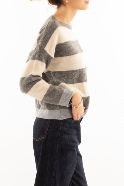 Maglione rigato Susy mix - Grigio