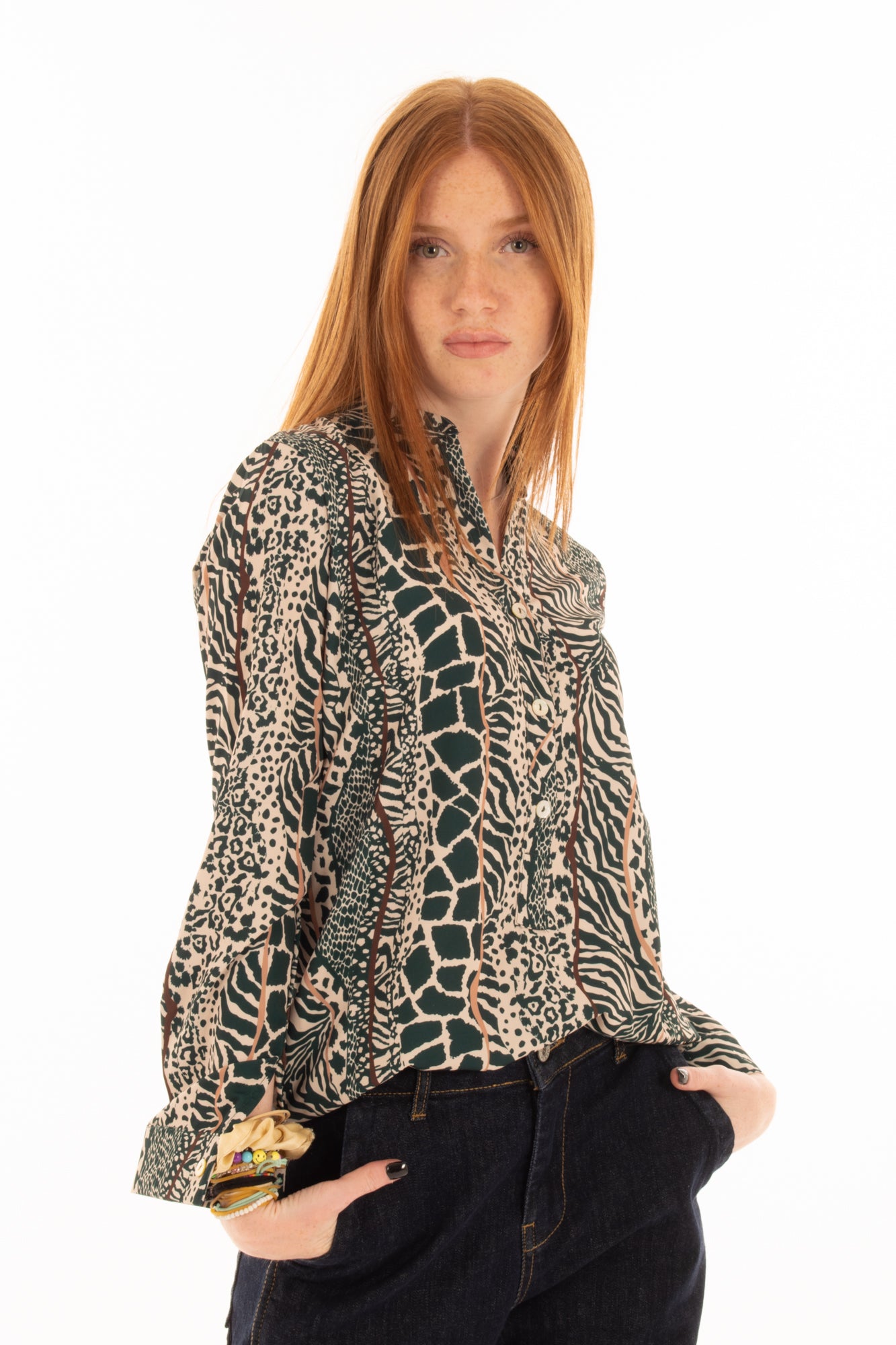 Camicia fantasia in Poliestere Susy Mix - Verde