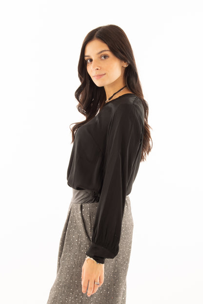 Maglia in viscosa polsino Susymix - Nero