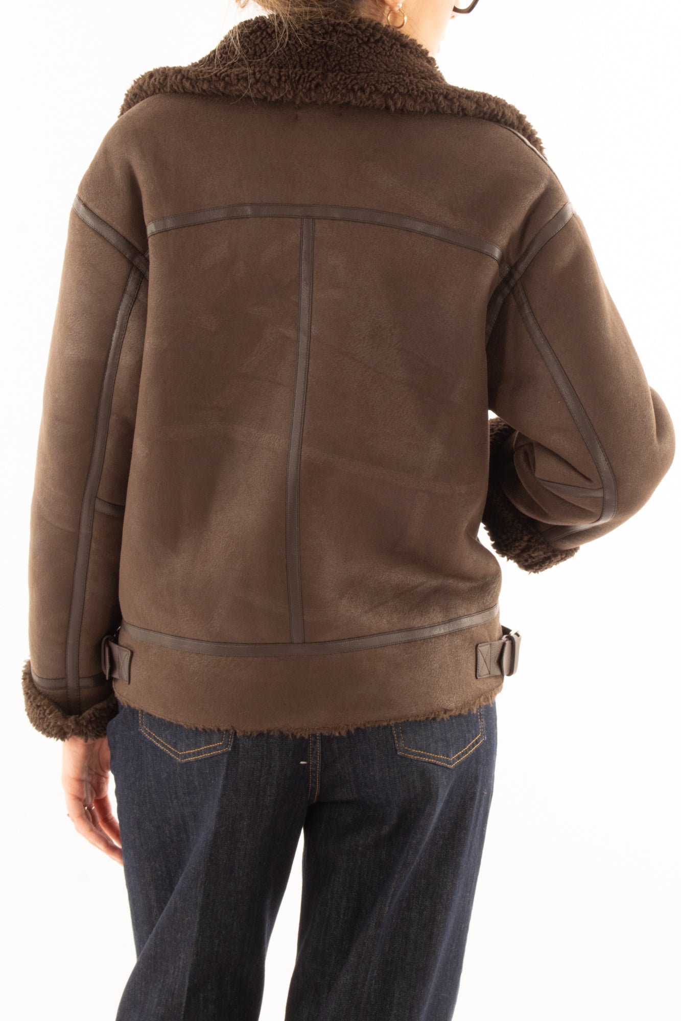 Montone eco corto con zip Susy mix - Moro