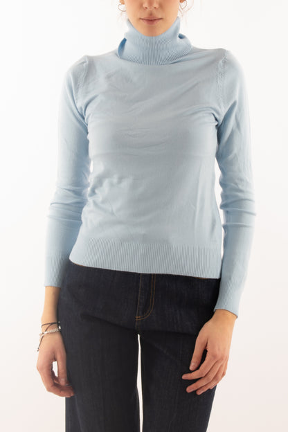 Maglione dolcevita Susy mix - Celeste