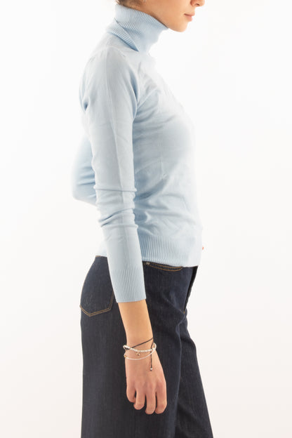 Maglione dolcevita Susy mix - Celeste