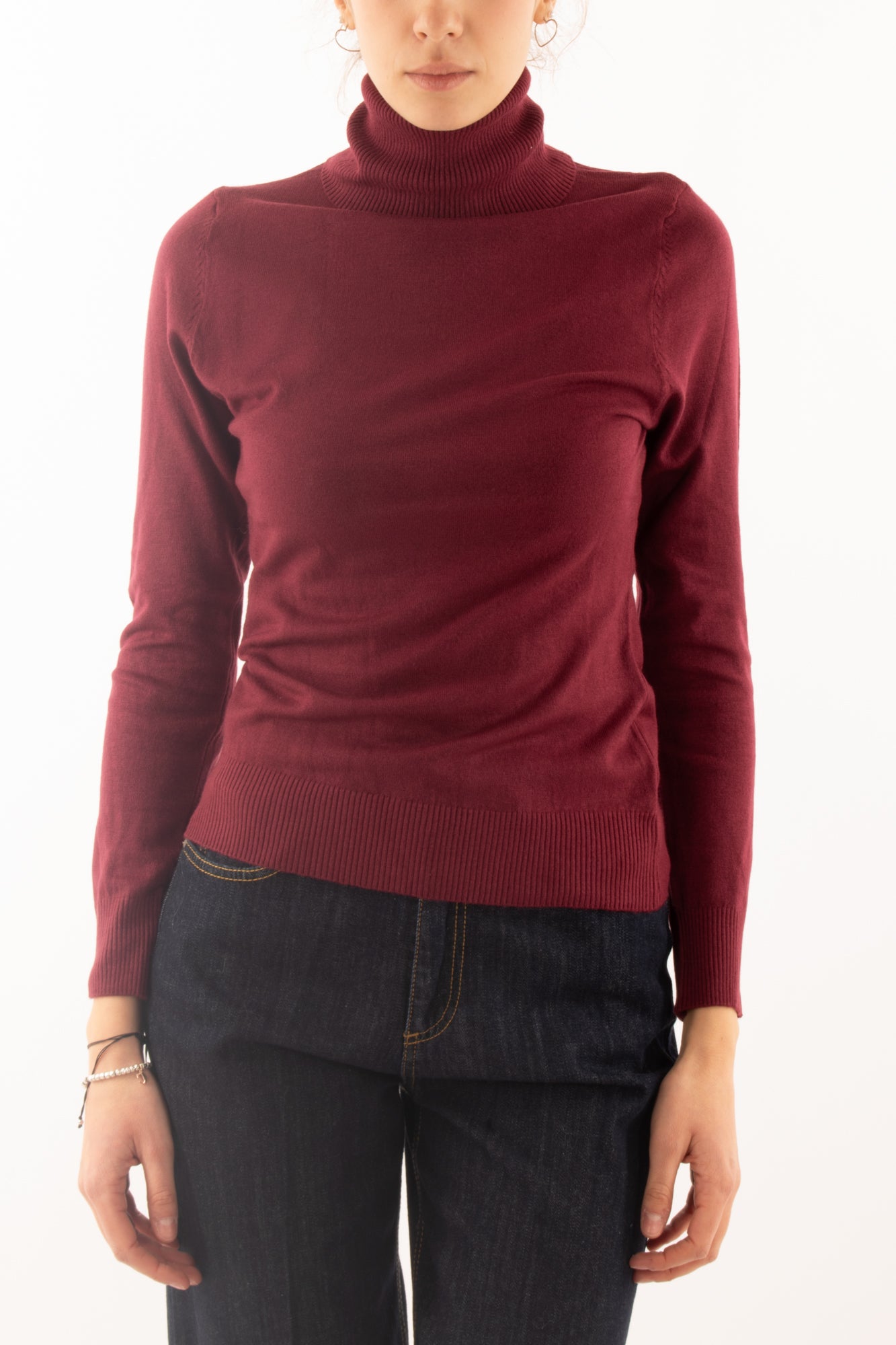 Maglione dolcevita Susy mix - Vino