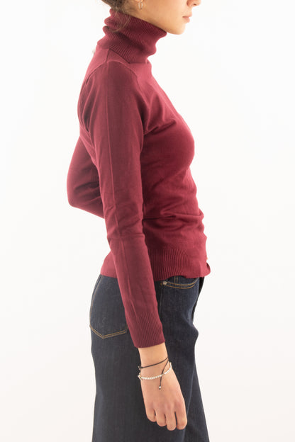 Maglione dolcevita Susy mix - Vino