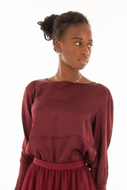 Maglia in viscosa polsino alto Susy mix - Vino