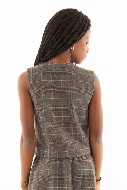 Gilet scozzese Susy mix - Grigio