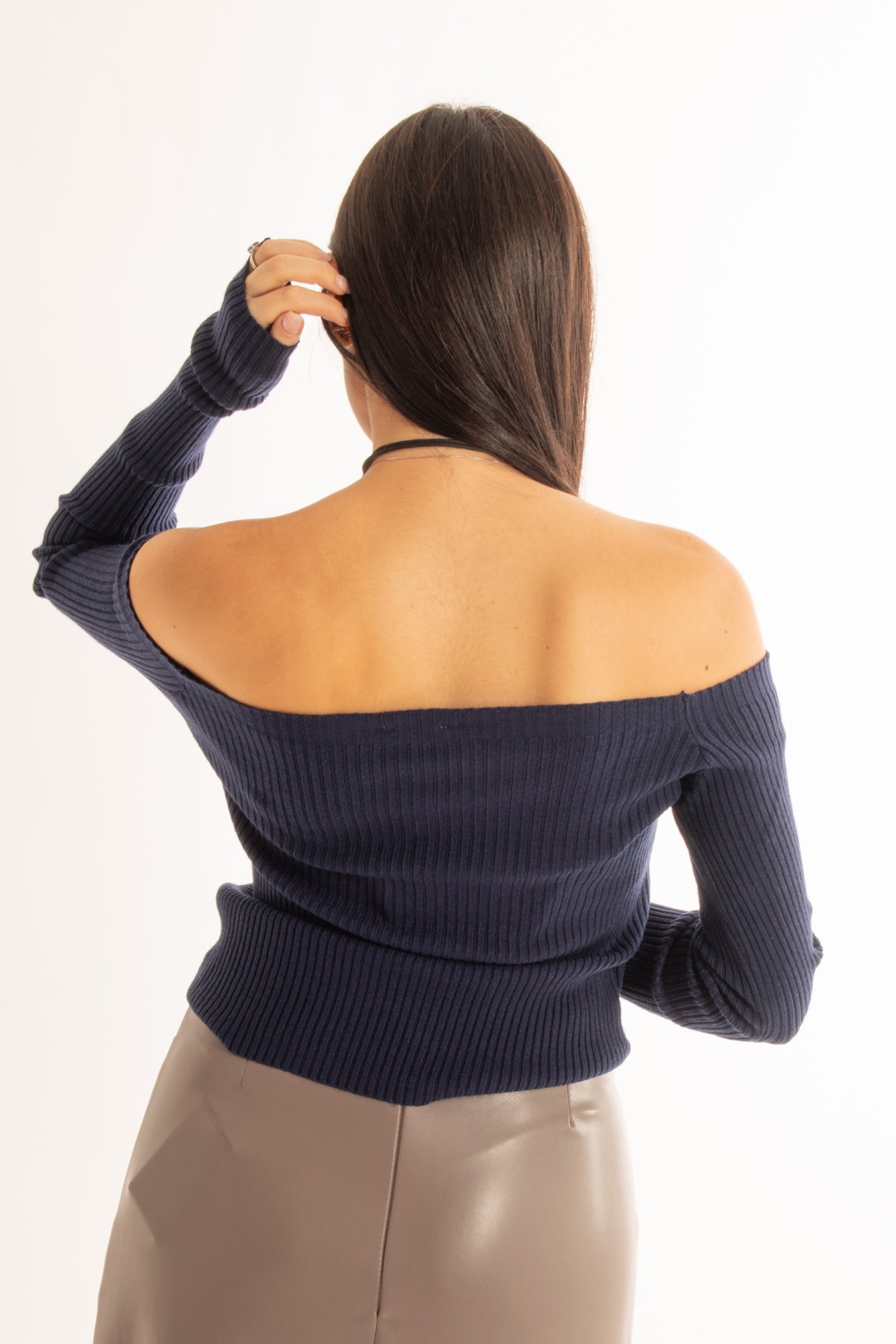 Maglia a costine corta Susy mix - Blu