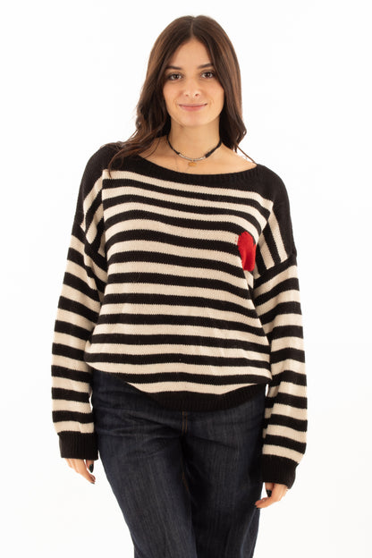 Maglione con cuore Susy mi - Nero