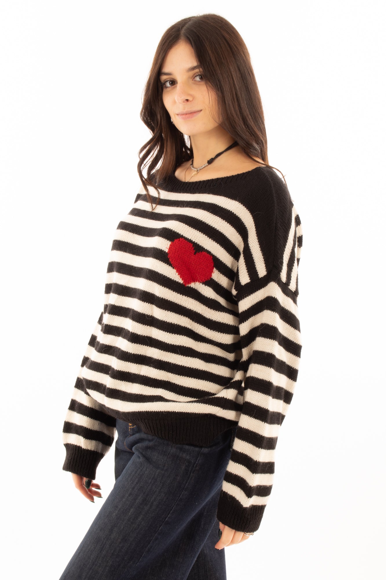 Maglione con cuore Susy mi - Nero