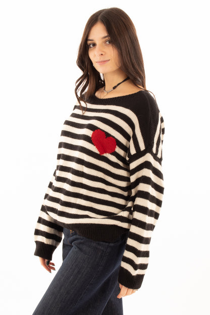 Maglione con cuore Susy mi - Nero