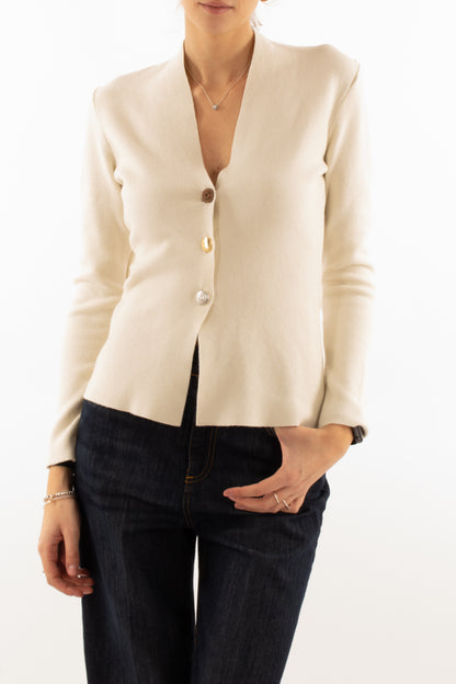 Giacca con taglio vivo Susy mix - Crema