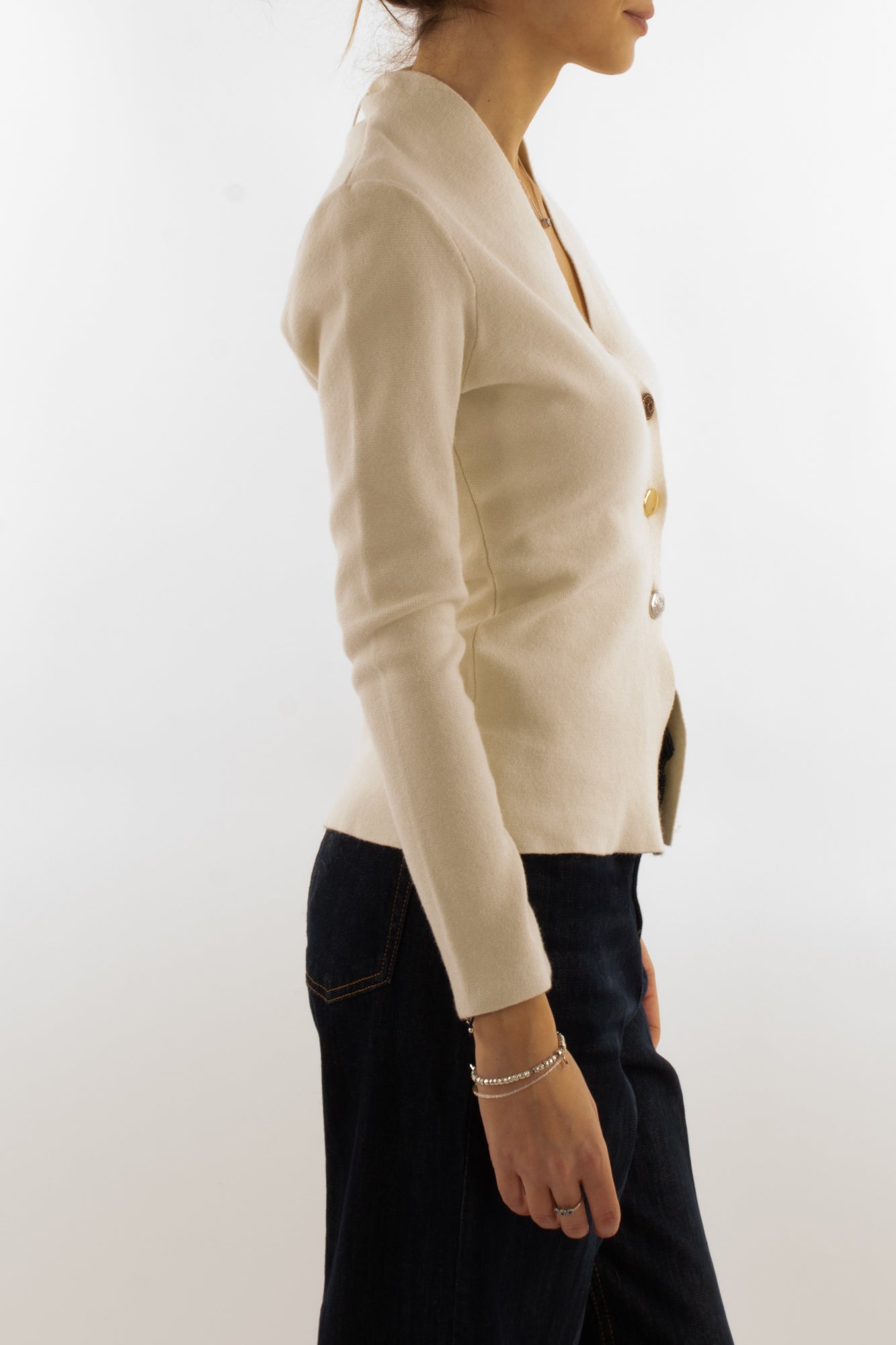 Giacca con taglio vivo Susy mix - Crema