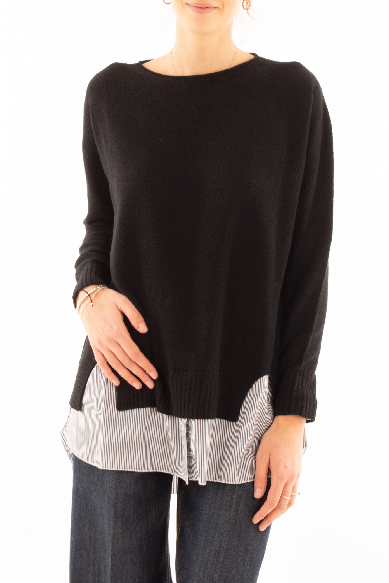 Maglione con camicia - Susy mix - Nero