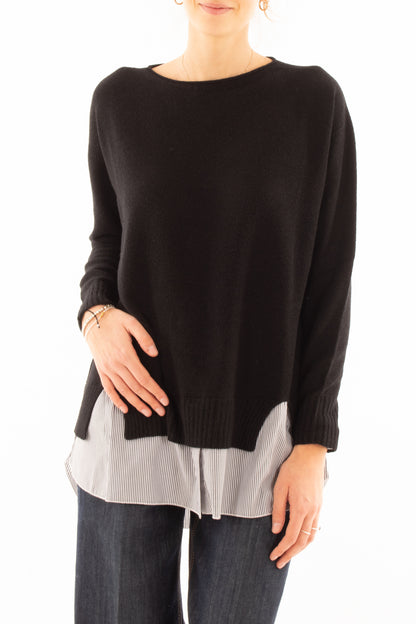 Maglione con camicia - Susy mix - Nero