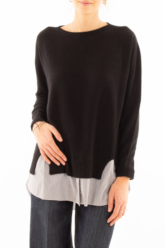 Maglione con camicia - Susy mix - Nero