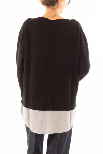 Maglione con camicia - Susy mix - Nero