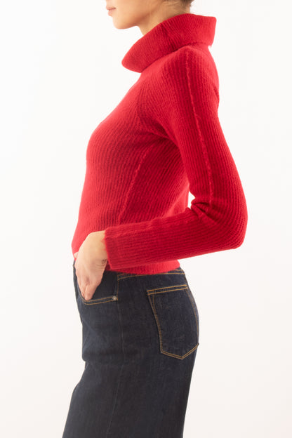 Maglione dolcevita a coste Susy mix - Rosso