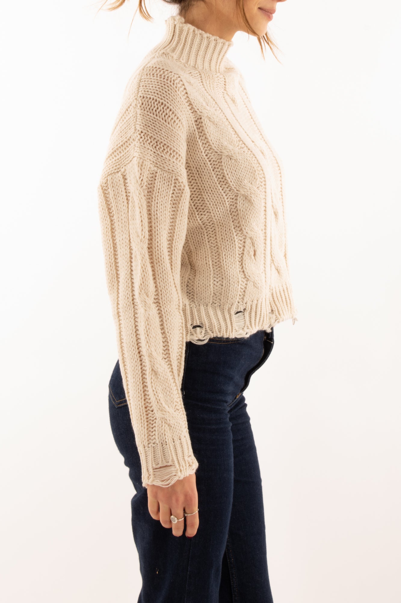 Maglione con trecce Susy mix - Crema