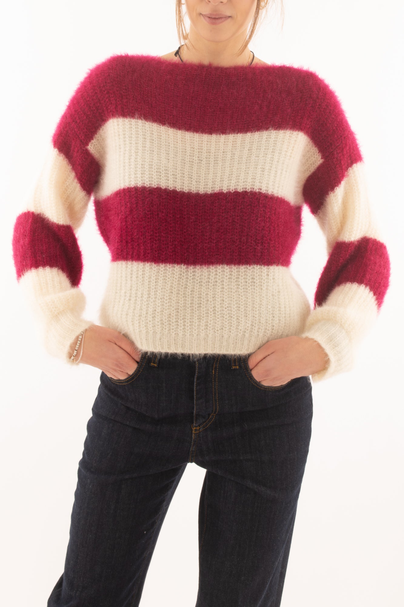 Maglione rigato da Donna  Susy mix - Amarena