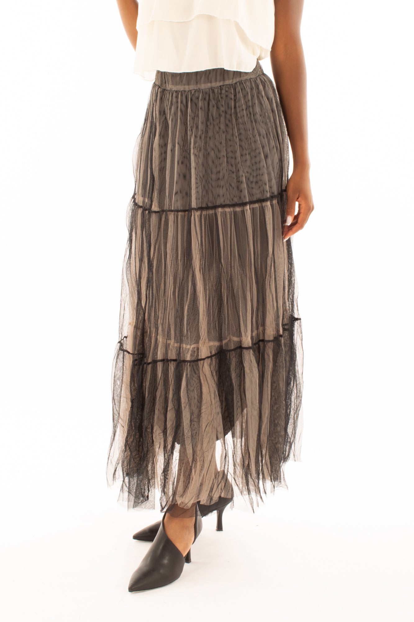 Gonna lunga tulle Susy mix - Nero