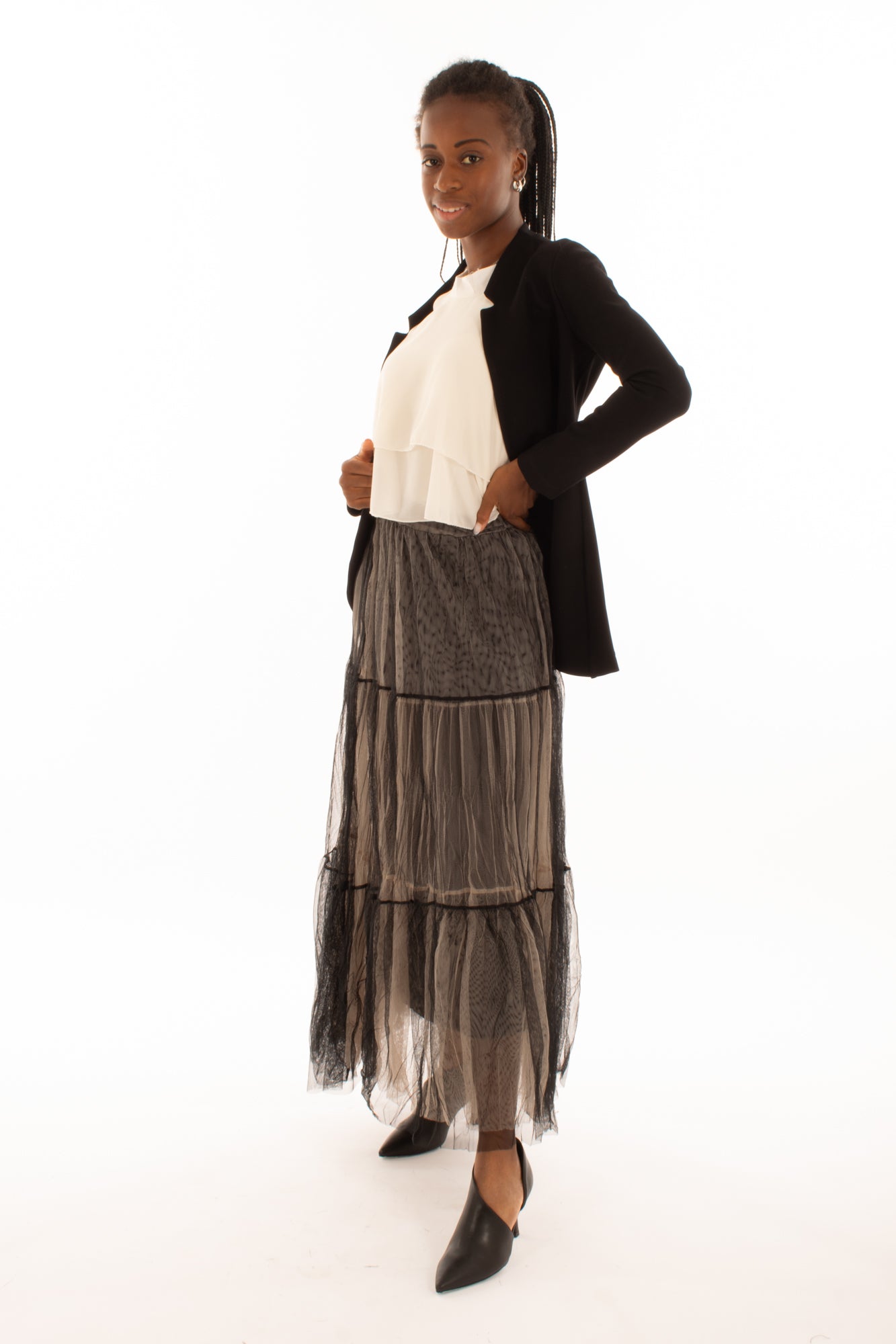 Gonna lunga tulle Susy mix - Nero