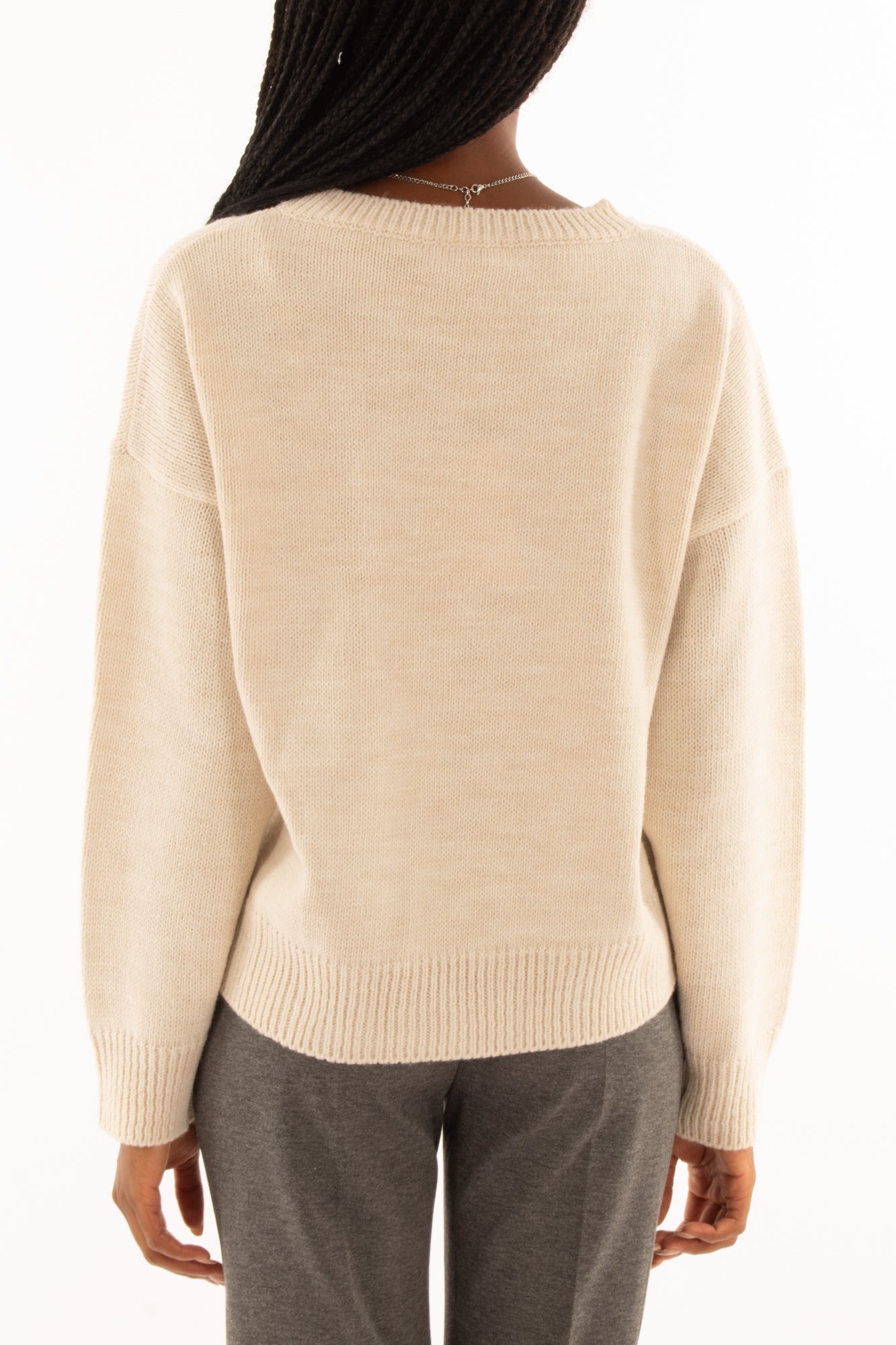 Maglione con stella e frange Susy mix Crema