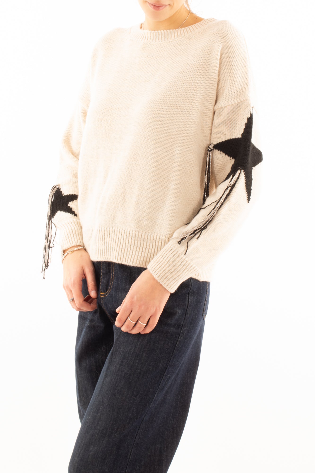 Maglione con stella Susy mix - Crema