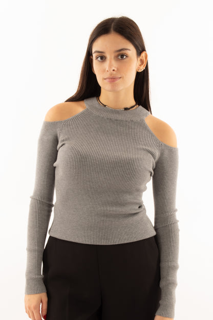 Maglia con buchi Susy mix - Grigio