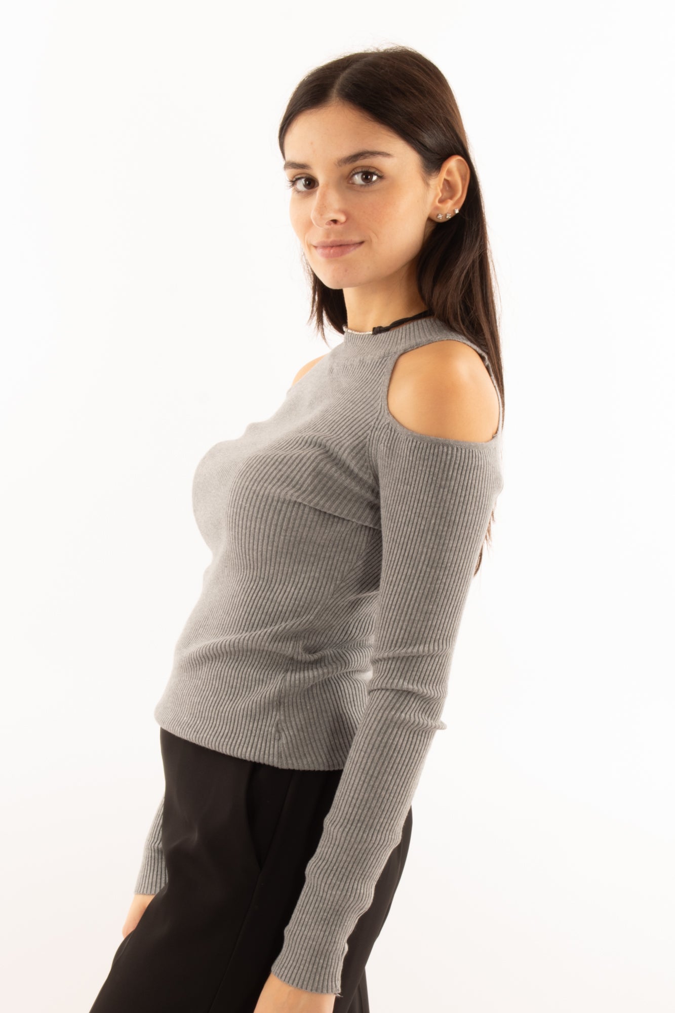 Maglia con buchi Susy mix - Grigio