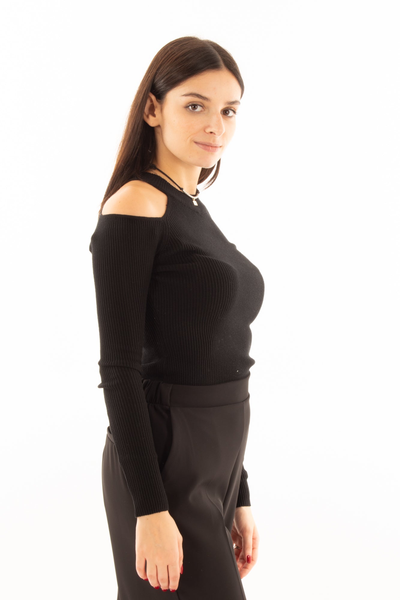 Maglia con buchi Susy mix - Nero