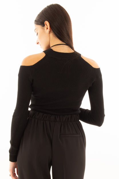 Maglia con buchi Susy mix - Nero