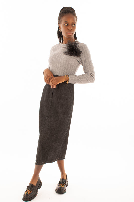 Abito di maglia e jeans Susy mix - Grigio