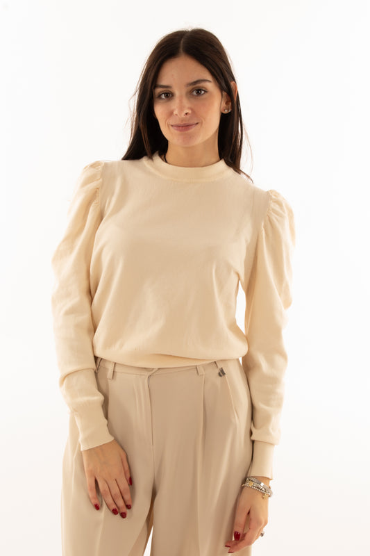 Maglia con manica a sbuffo Susy mix - Panna