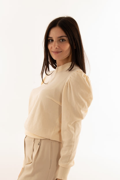 Maglia con manica a sbuffo Susy mix - Panna