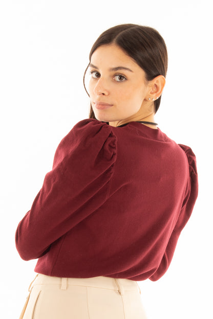 Maglia con manica a sbuffo Susy mix - Vino