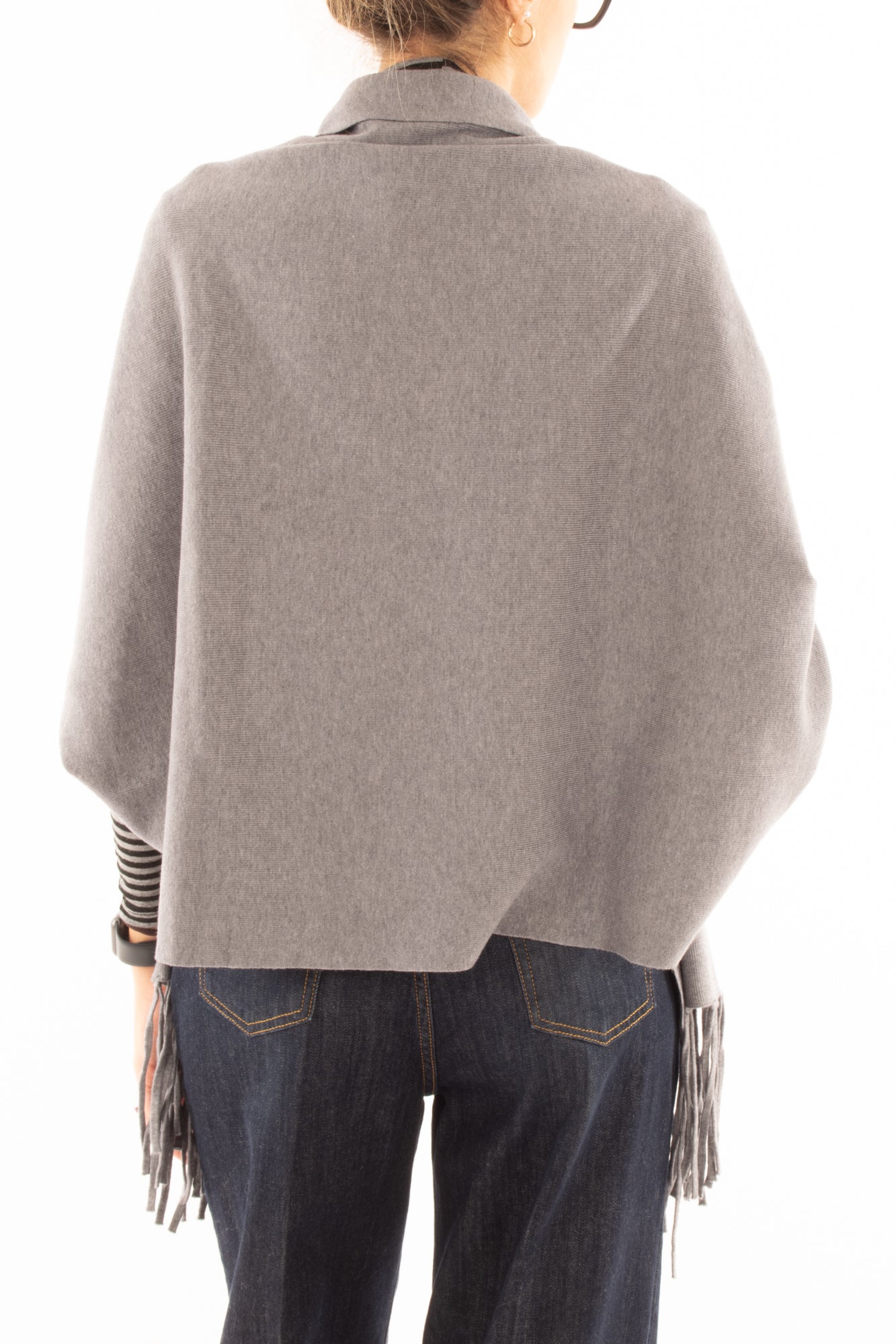Mantella con frangie Susy mix - Grigio