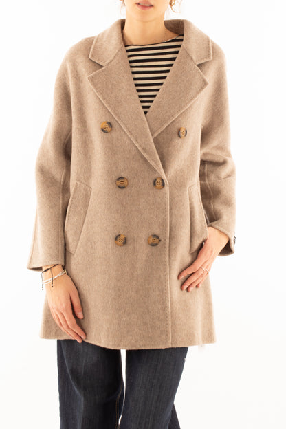 Giaccone doppio petto Susy mix - Beige