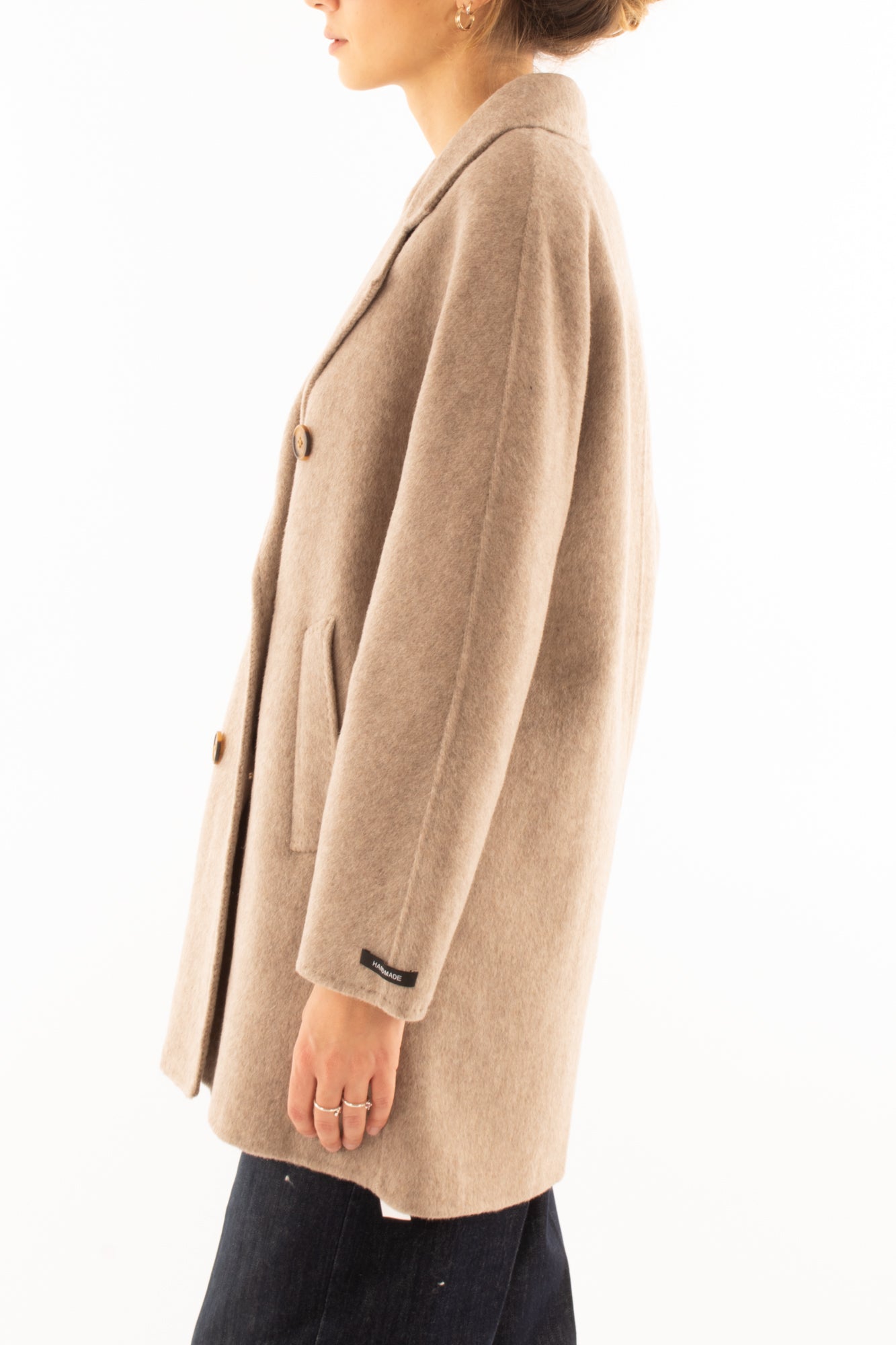 Giaccone doppio petto Susy mix - Beige