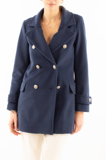 Giaccone doppio petto Susy mix - Blu