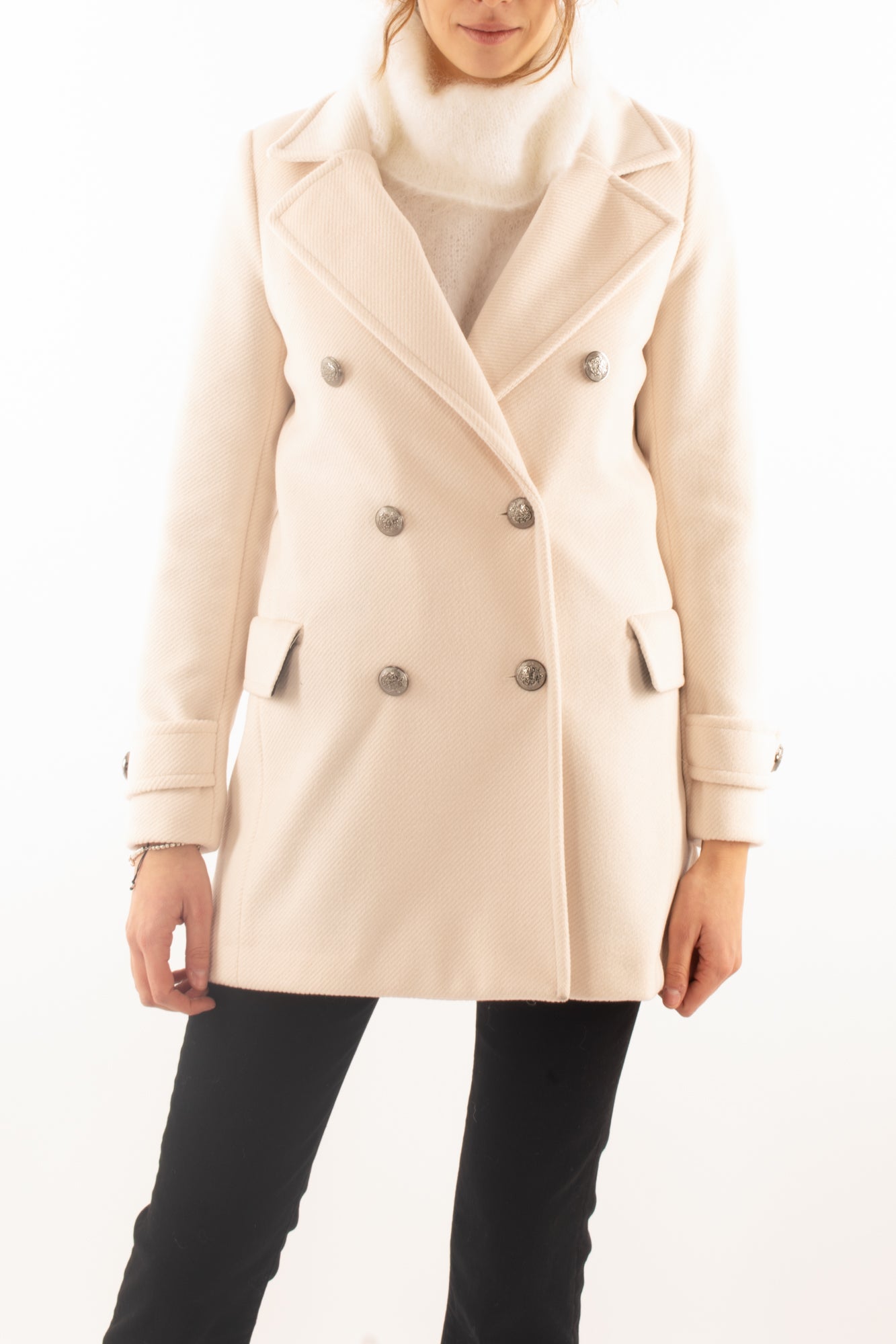 Giaccone doppio petto Susy mix - Burro