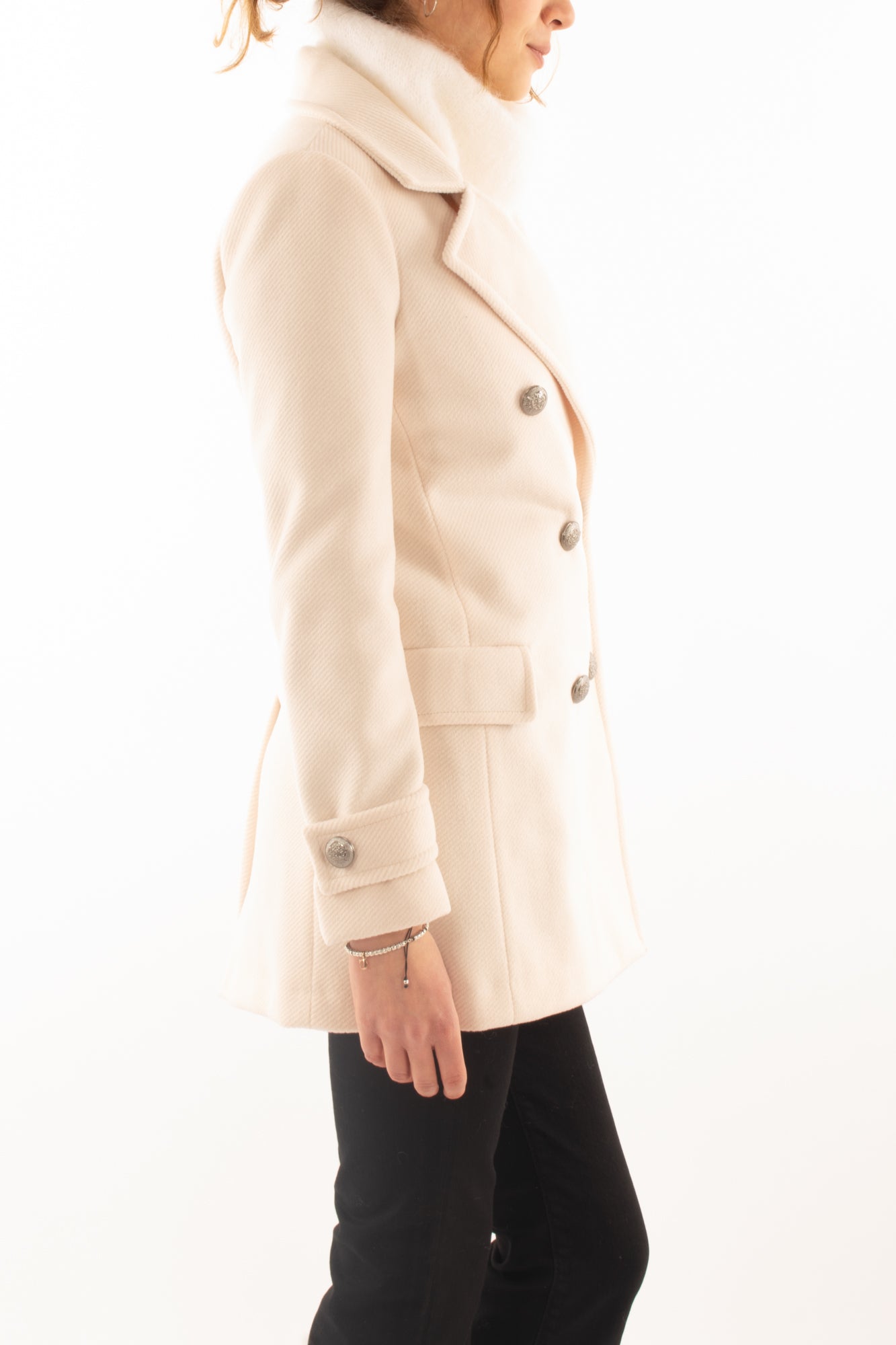 Giaccone doppio petto Susy mix - Burro