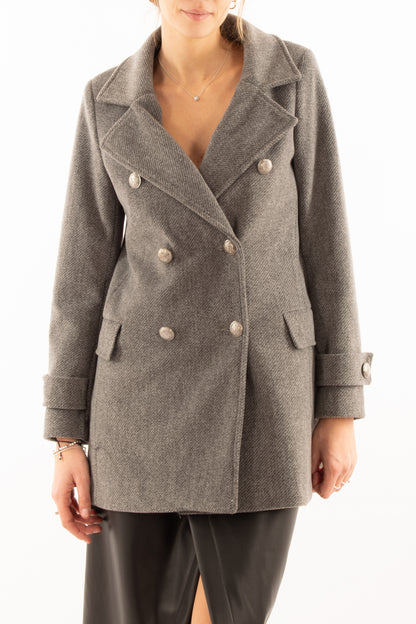 Giaccone doppio petto Susy mix - Grigio