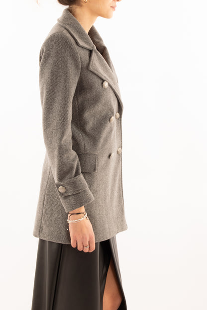 Giaccone doppio petto Susy mix - Grigio