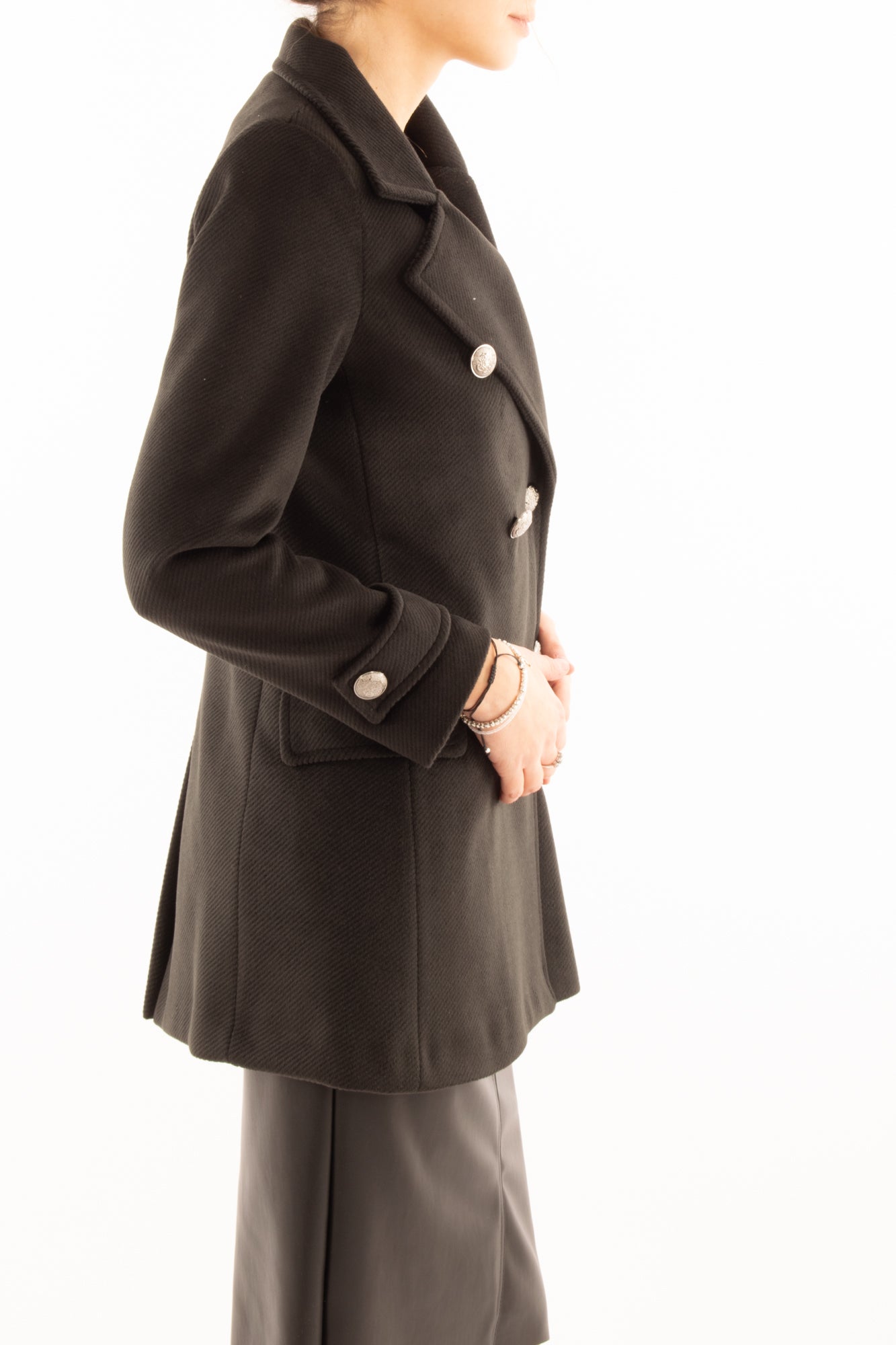 Giaccone doppio petto Susy mix -Nero